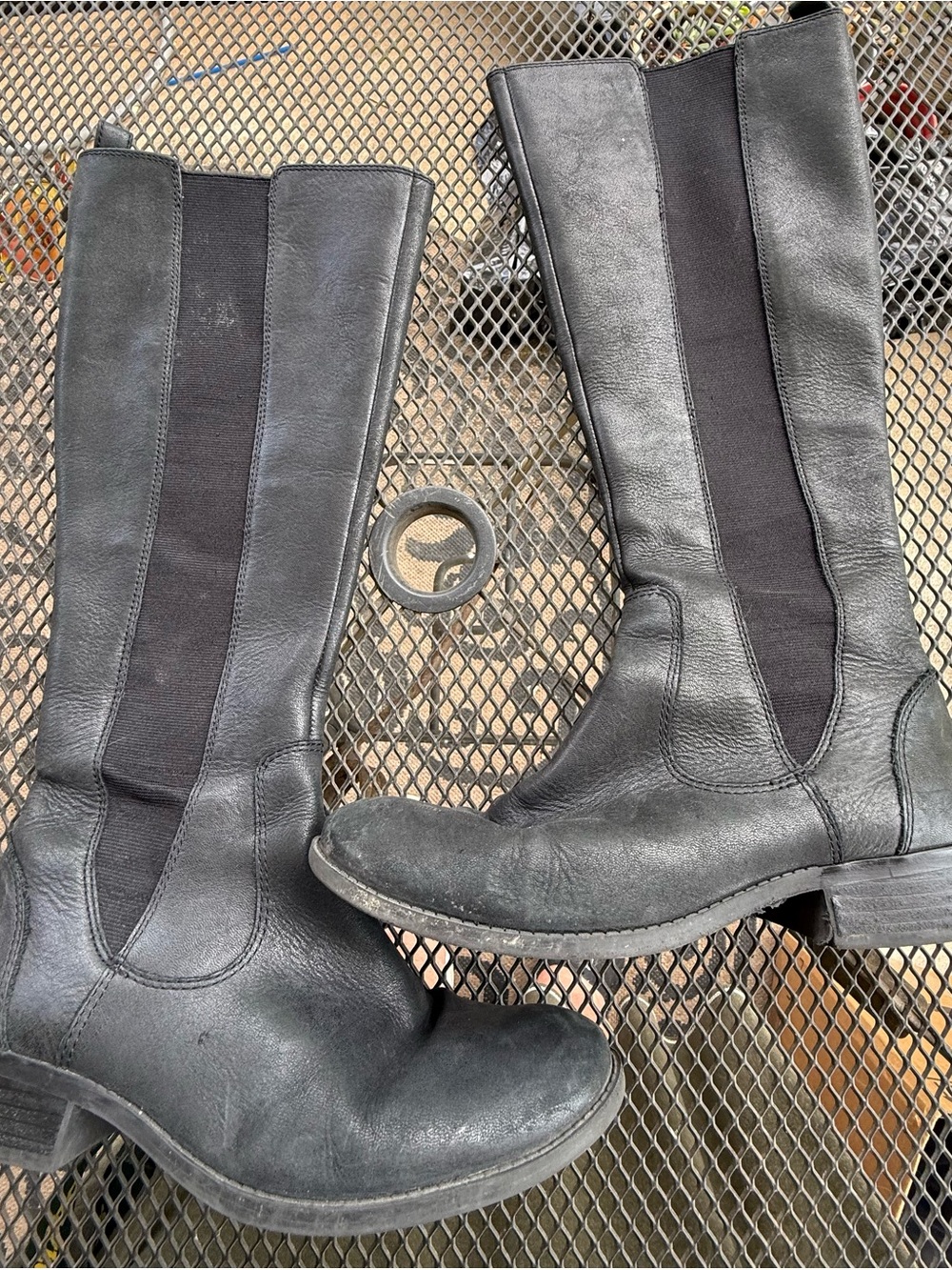 Jessica Simpson Black Leather Knee-High Heeled Boots